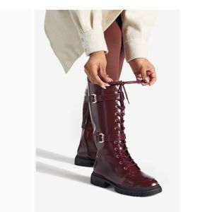 Shoe Dazzle Gabrela Lace-Up Flat Boots Sz 6
